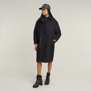 G Star Raw NEW Women's Asymmetrical Zip Cocoon Coat Shadow Wool Blend Size Small